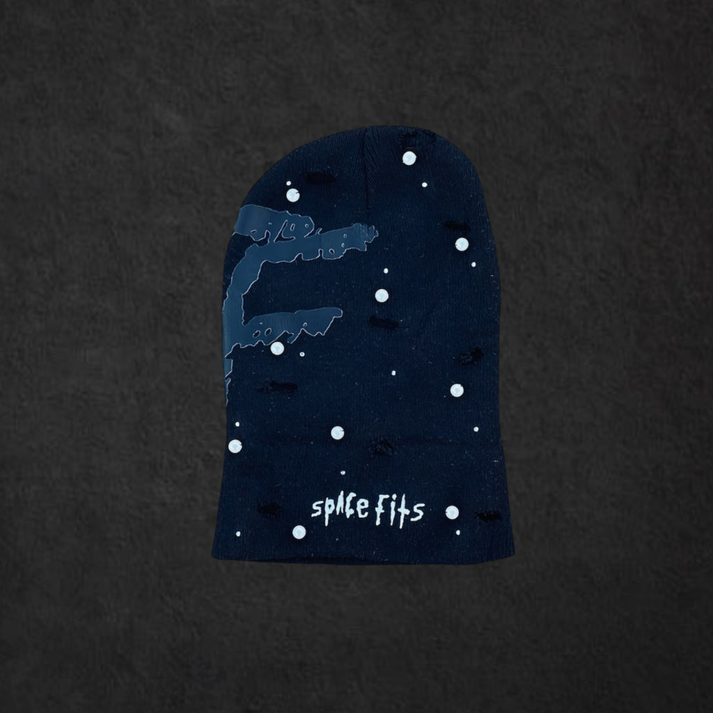 BLACK PRINT SPACE FITS X WTF ROCKSTAR BEANIE