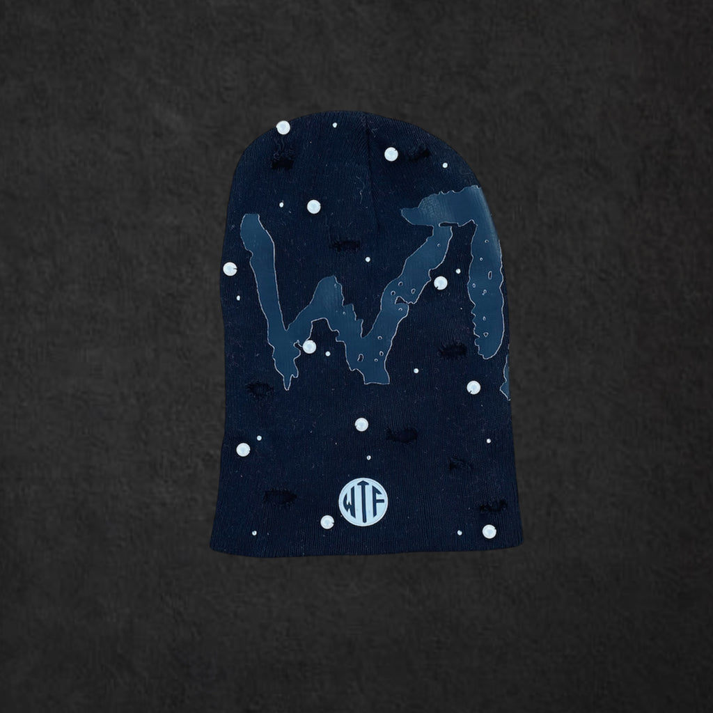 BLACK PRINT SPACE FITS X WTF ROCKSTAR BEANIE