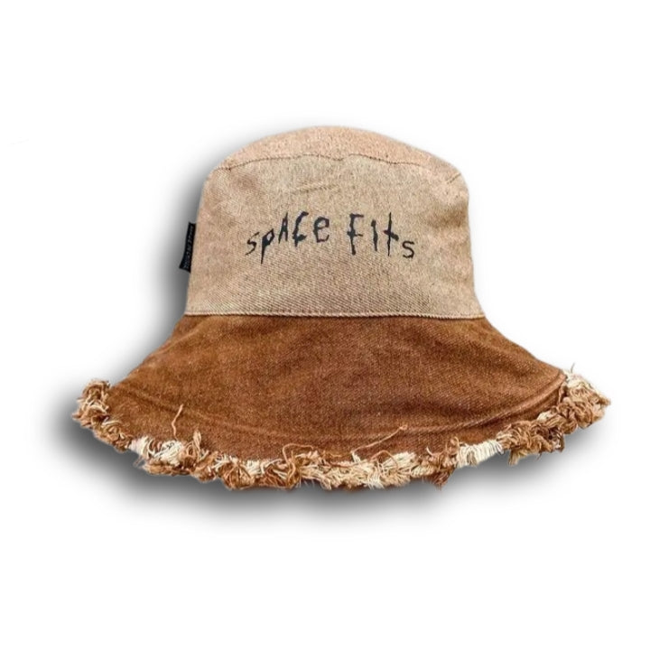 BROWN DENIM BUCKET HAT