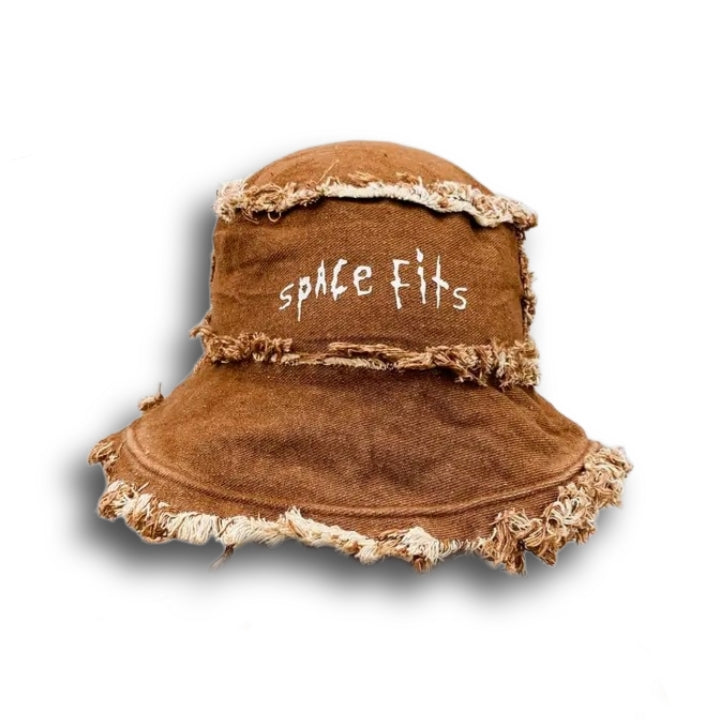 BROWN DENIM BUCKET HAT